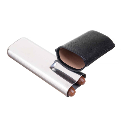 Чехол Lubinski на 2 сигары, металл и кожа, черный FK1372-1 вид 3