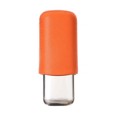 Чехол Lubinski на 2 сигары, металл и кожа, оранжевый FK1372-2 вид 1