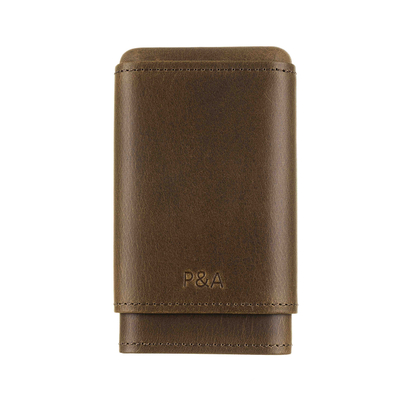 Чехол P&A на 4 сигары Робусто, натуральная кожа и кедр S202-Cognac вид 1