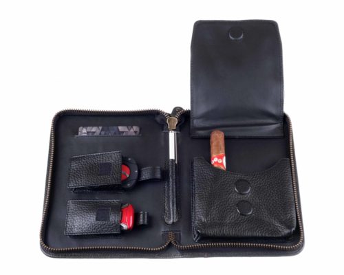 Сигарная сумка P&A на 6 сигар, натуральная кожа, черная C251-Black вид 2