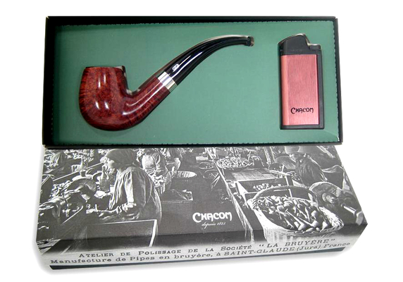 Курительная трубка CHACOM Pipe&Briquet Bent + зажигалка вид 1