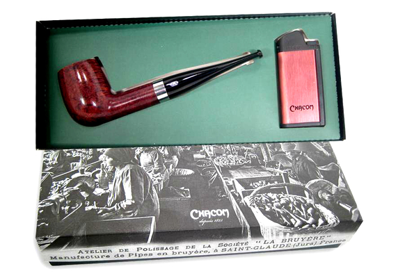 Курительная трубка CHACOM Pipe&Briquet Straight + зажигалка вид 1