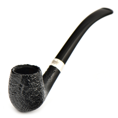 Курительная трубка Peterson Junior SandBlast - Silver Mounted Bent Billard, без фильтра вид 3