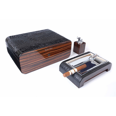 Набор сигарных аксессуаров Gentili SET-SV75-Croco-Black вид 2