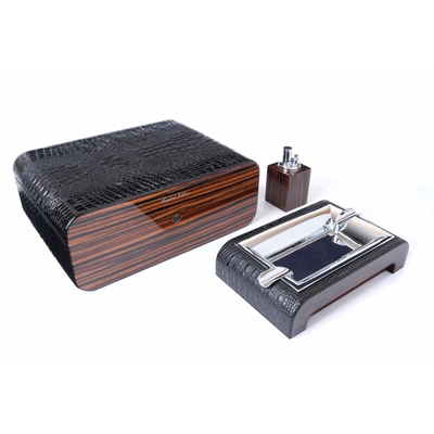 Набор сигарных аксессуаров Gentili SET-SV75-Croco-Black вид 1