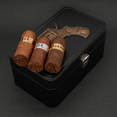 Подарочный набор сигар Pelo de Oro Bulldog в в кожаной коробке 3 шт. вид 5