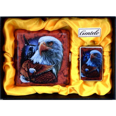 Подарочный набор портсигар с зажигалкой Gentelo Орёл-3 7-1002 вид 1