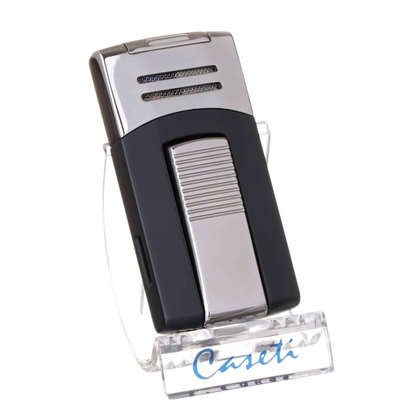 Зажигалка Caseti сигарная, турбо, черно-серебристая CA436-4 вид 1