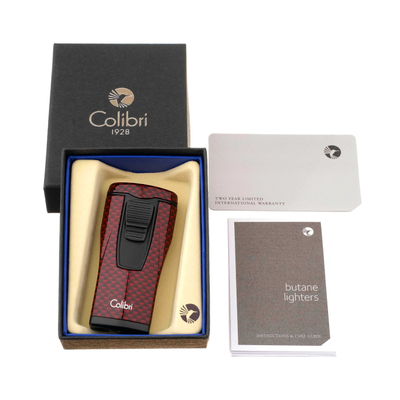 Зажигалка сигарная Colibri Monaco (тройное пламя), красный карбон LI880T12 вид 6