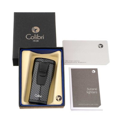 Зажигалка сигарная Colibri Monaco (тройное пламя), черный карбон LI880T10 вид 5