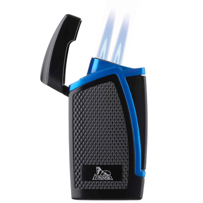 Зажигалка Lubinski «Дрэгон» турбо, двойное пламя, черно-синяя WJ300-4 вид 2
